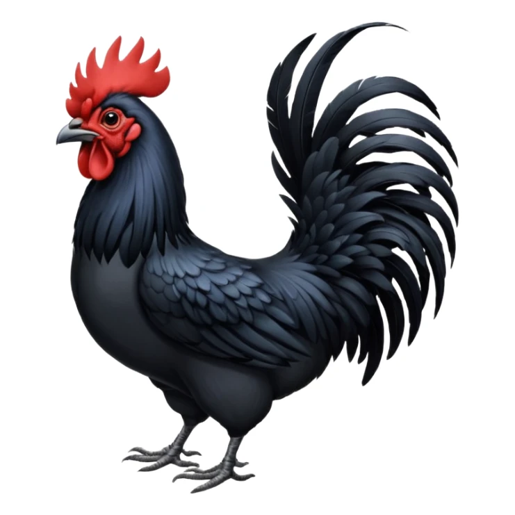 Ayam cemani rooster with black wattle black beak black comb black sticker