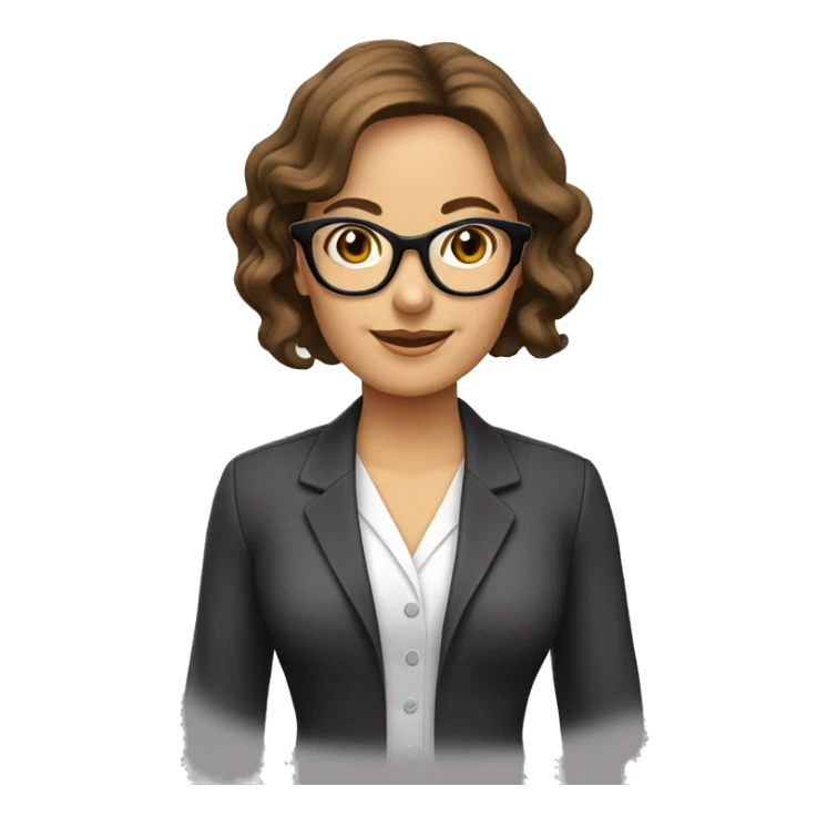 Profesora pelo castaño, gafas, piel blanca, cara ovalada sticker