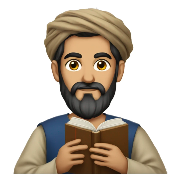 Nizami Ganjavi persian medieval author with a book in hands and black beard sticker