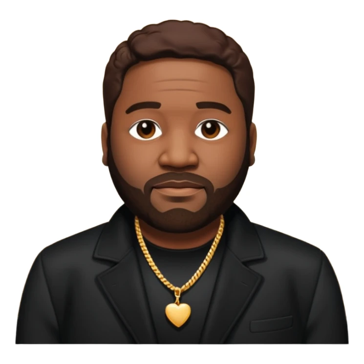 Gerald Levert with dark brown hair, black outfit sticker