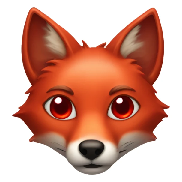 dark red fox face with tiny red heart instead of eyes sticker