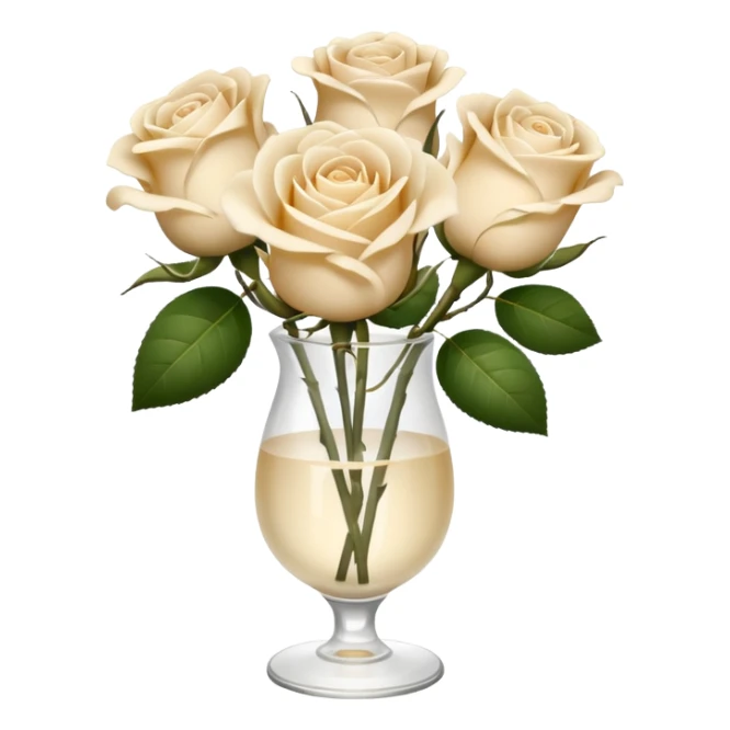 Cream color roses in glass vase sticker