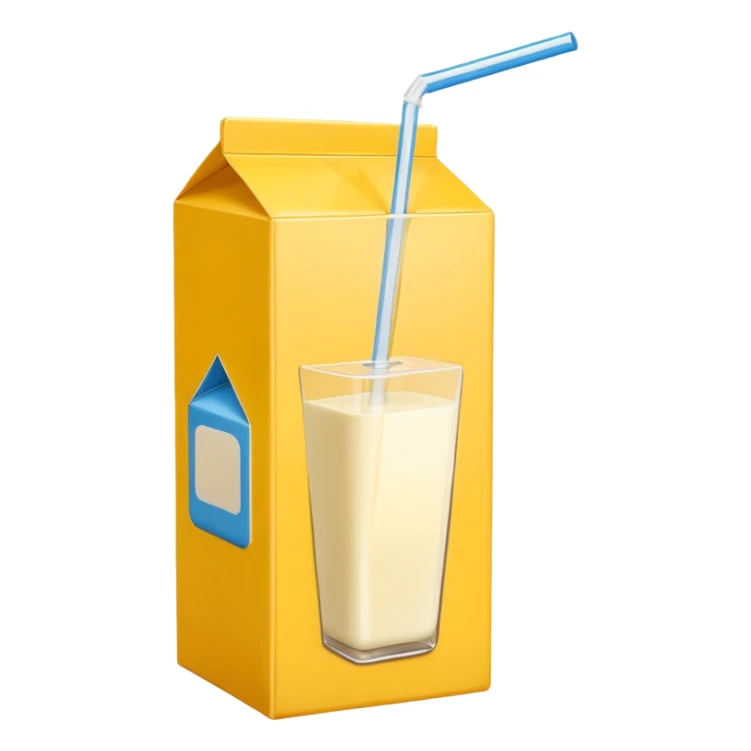 yellow milk box with a straw, simple, clear sticker