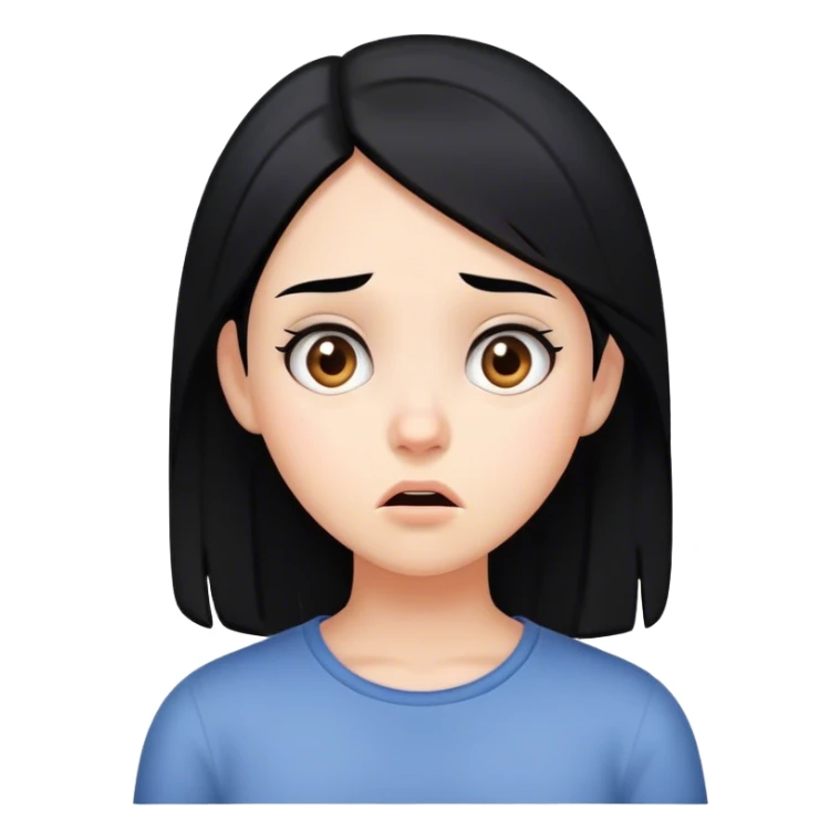 Girl with black hair staring confusedly  sticker