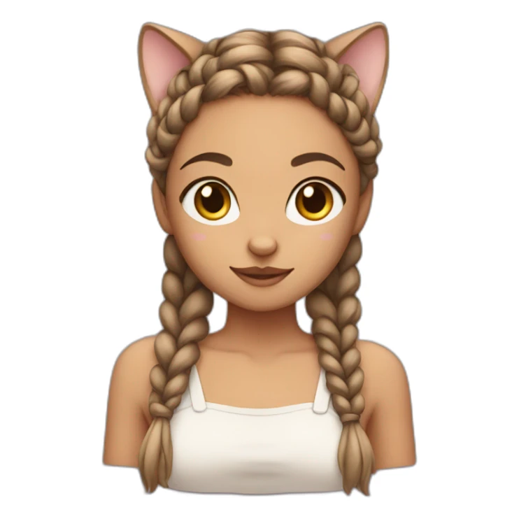 Cat girl with braids sticker