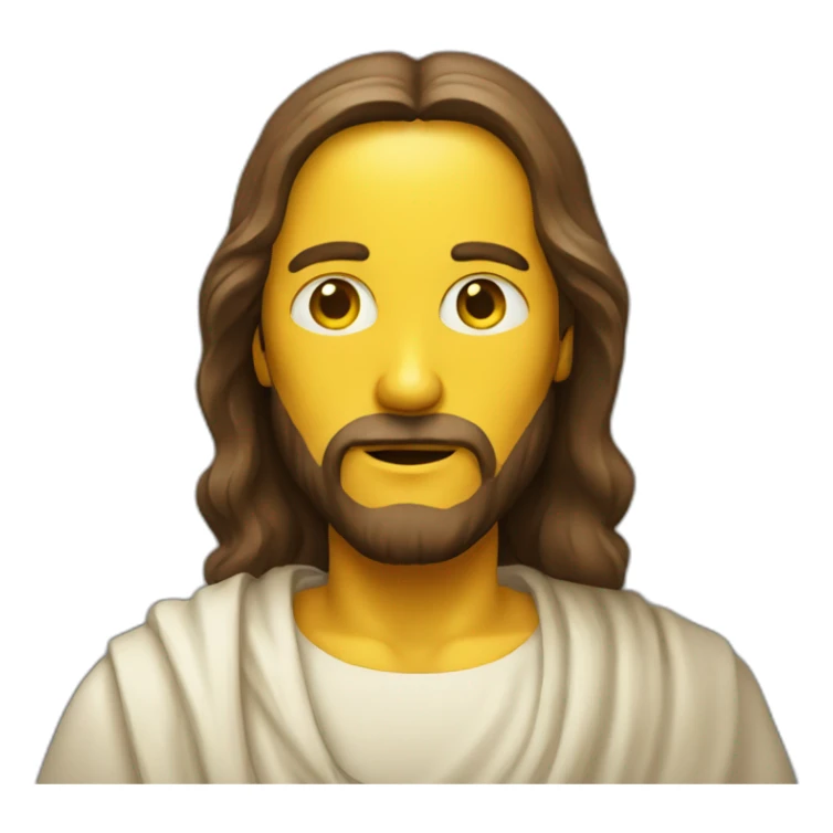 jesus with a yellow cheese face sticker