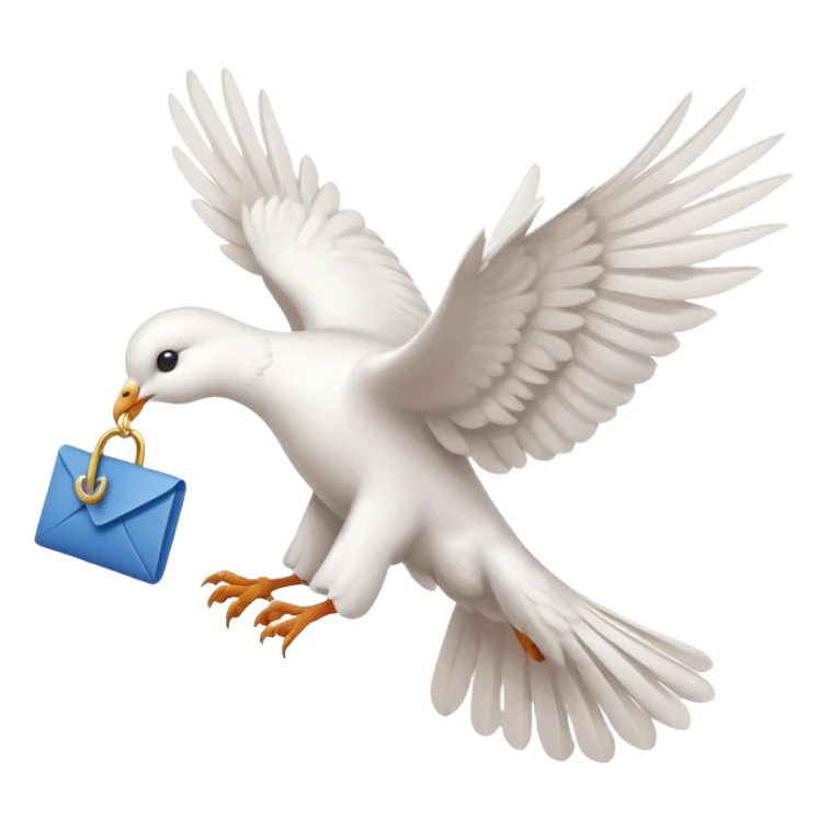 a dove flies with a letter in its paws sticker