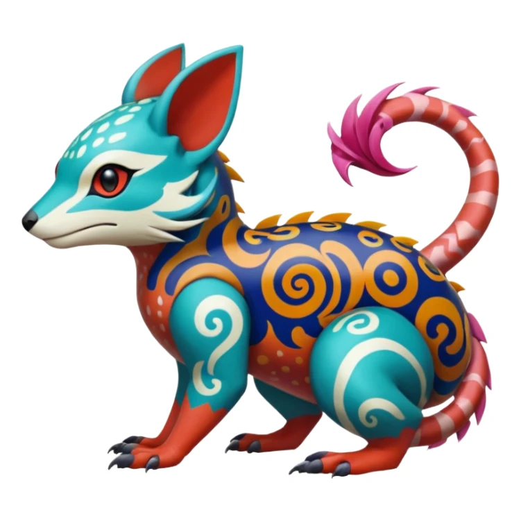  exotic tropical ornate Asian painted cyber-Sleuth-Loyd-Garmaddon-Litten-Linoone-Noibat-Fakémon-Pokémon-Vernid-creature sticker