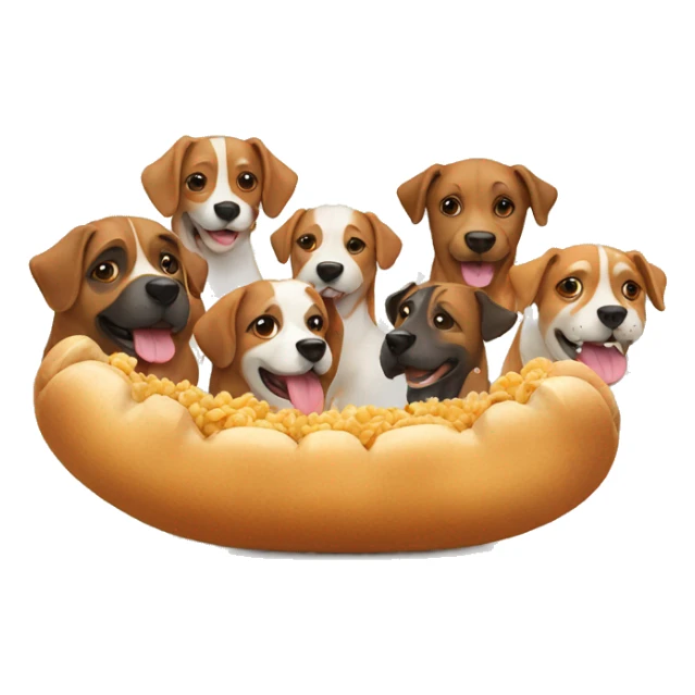 group of dogs eating sticker