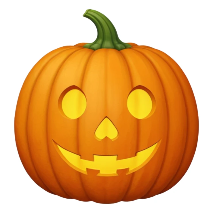 classic pumpkin vegetable, no face, no spooky or Halloween details, Apple iOS emoji style sticker