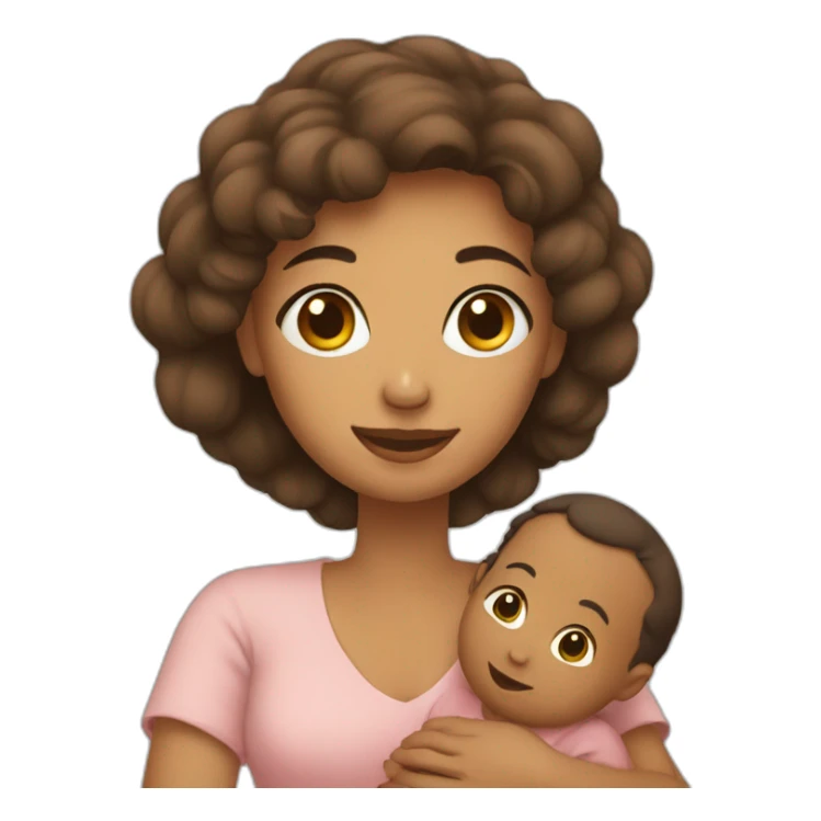 A woman with an infant sticker