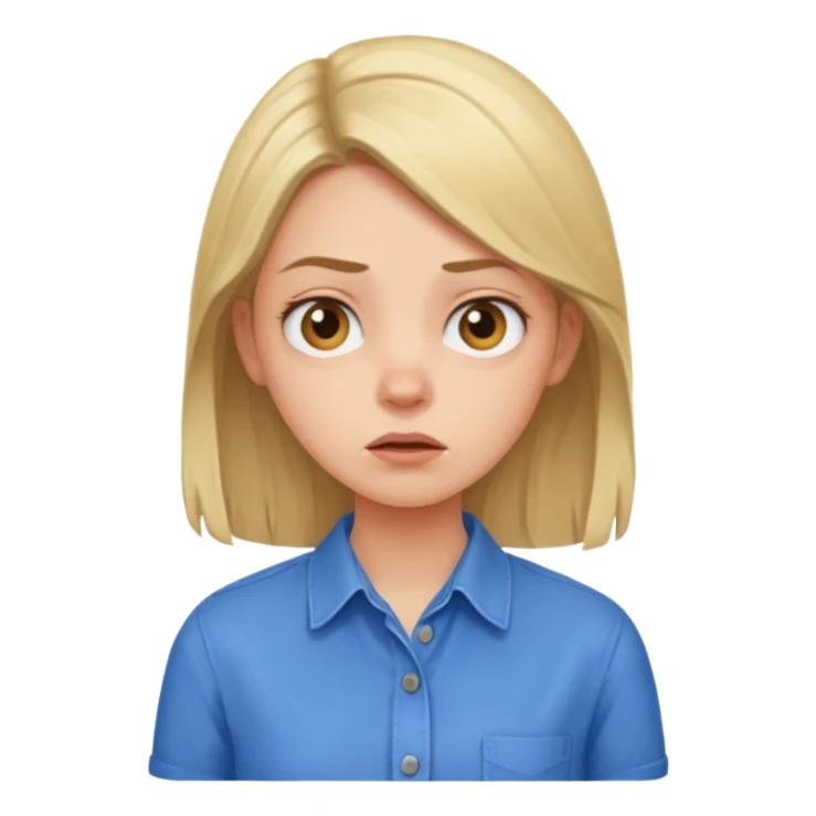 girl in a blue button-up shirt looking weirded out sticker