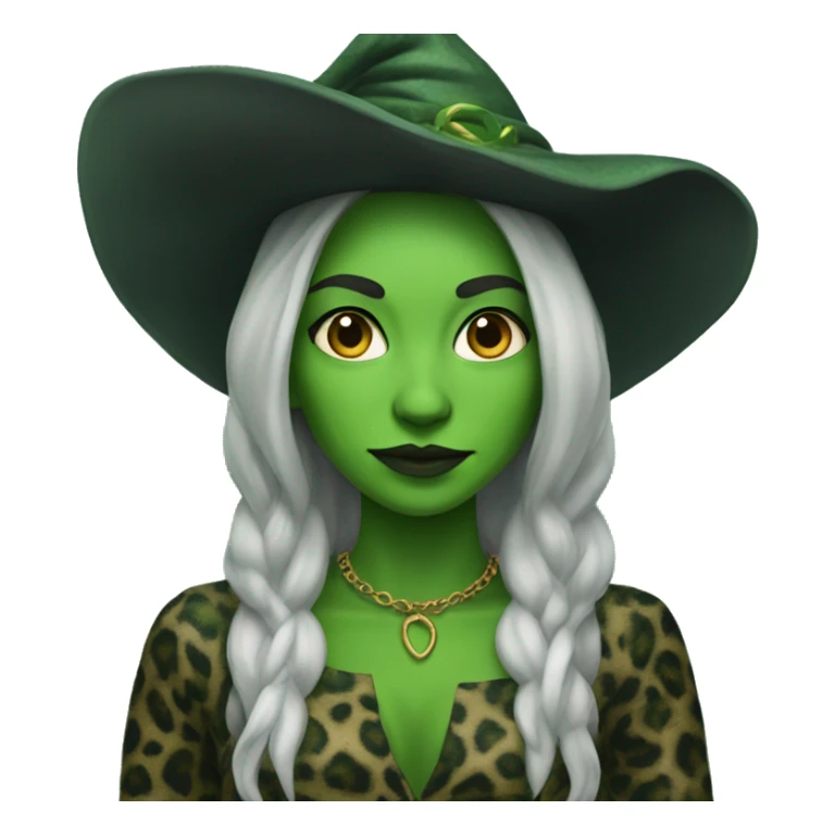 Green skin witch with panterprint clothes sticker