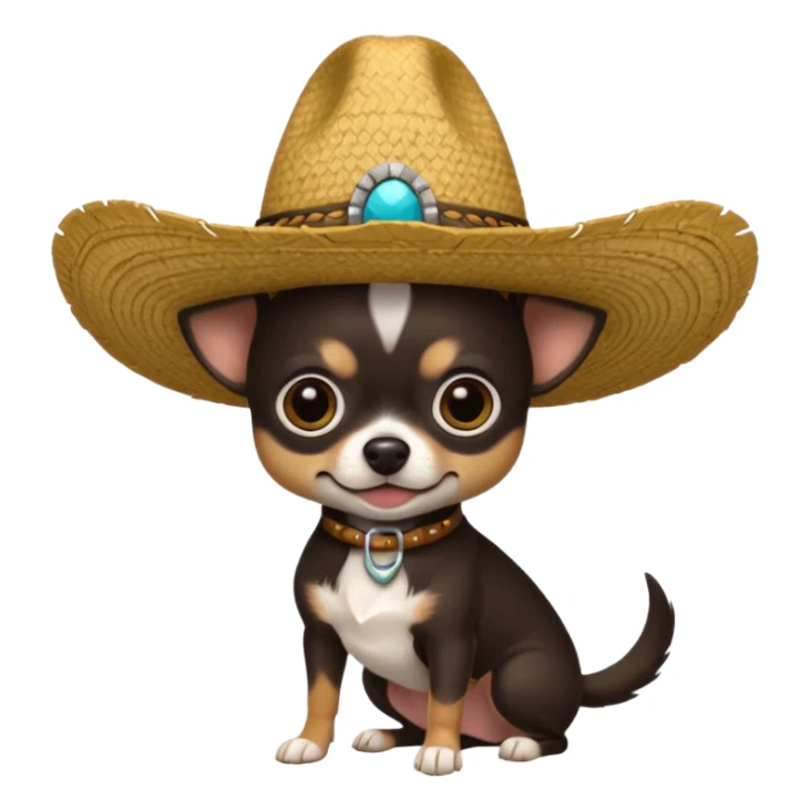 Chihuahua negro con cafe con sombrero de paja sticker