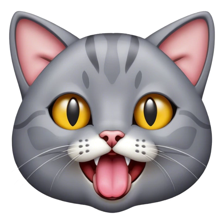 Grey cat sticks out the tongue sticker