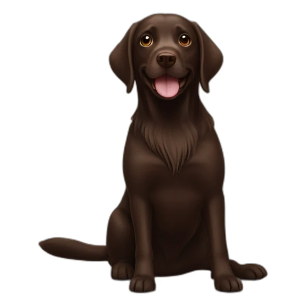 Chocolate labrador playing with long black haired fringe woman sticker