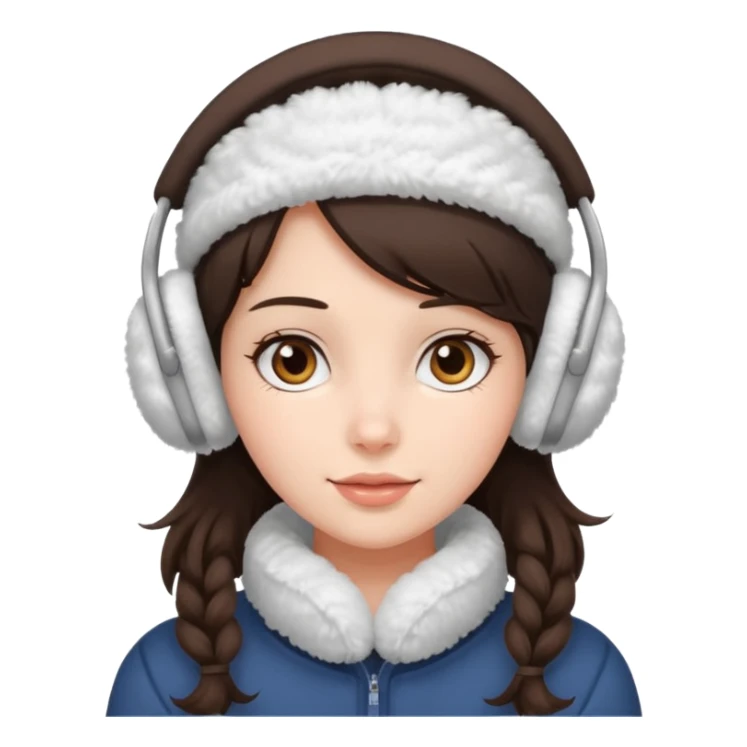 pretty brunette girl wearing cozy winter white earmuffs sticker