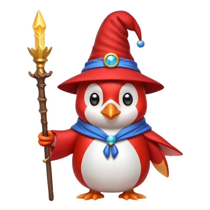 Red penguin wizard with the YouTube logo on top of his staff. sticker