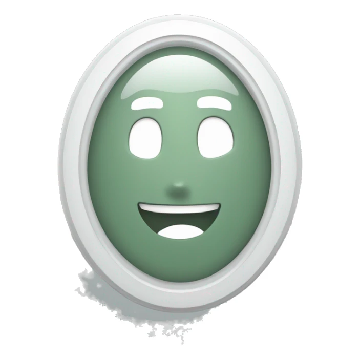 grey-green oval in white frame with half-transperent squares sticker