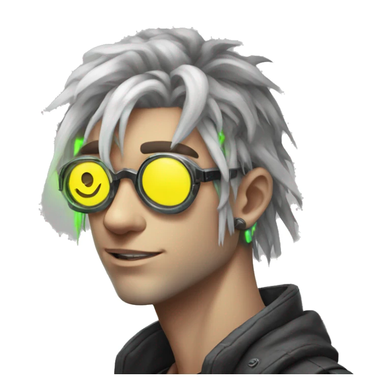 Anime gamer white guy cyberpunk neon sticker