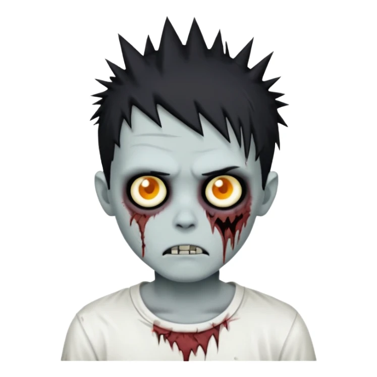 zombie boy with spiky emo hair and white shirt sticker