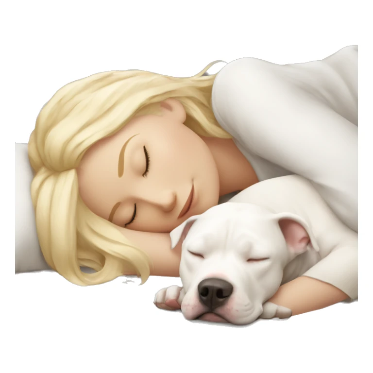 blonde girl sleeping with a white pitbull  sticker
