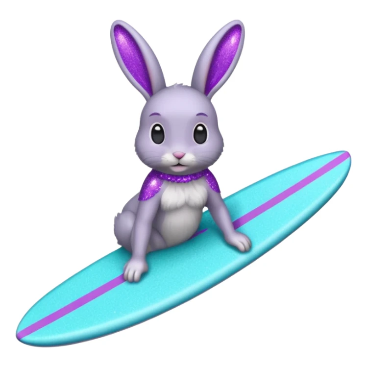 glitter gray bunny purple cian surf sticker