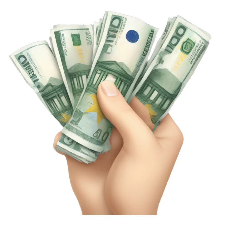 a hand with light skin and manicure holding money in euro banknotes sticker