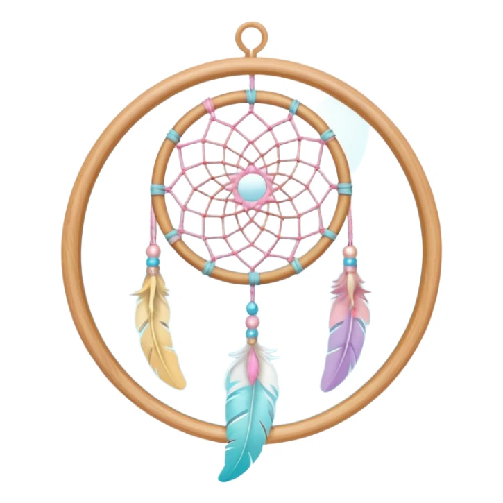 Mini pastel dreamcatcher with white light pastel wooden frame  sticker