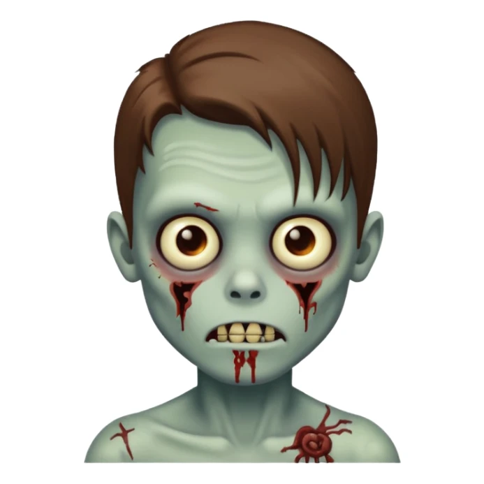 zombie boy with long brown hair sticker