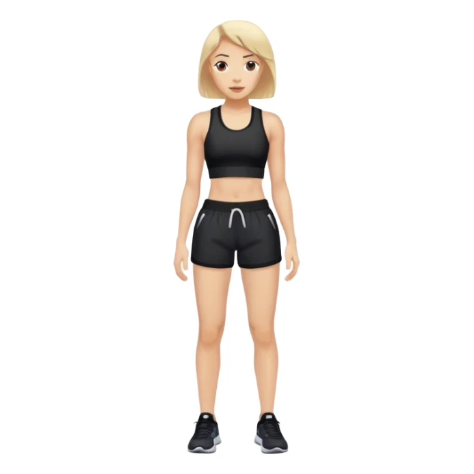 front view of full legs female with black gym shorts sticker