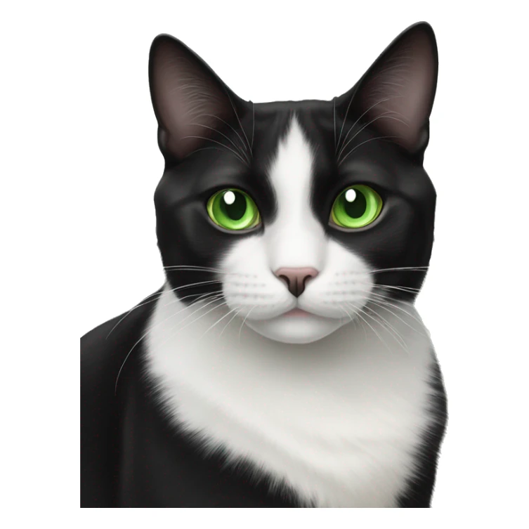 black and white tuxedo cat with green eyes sticker