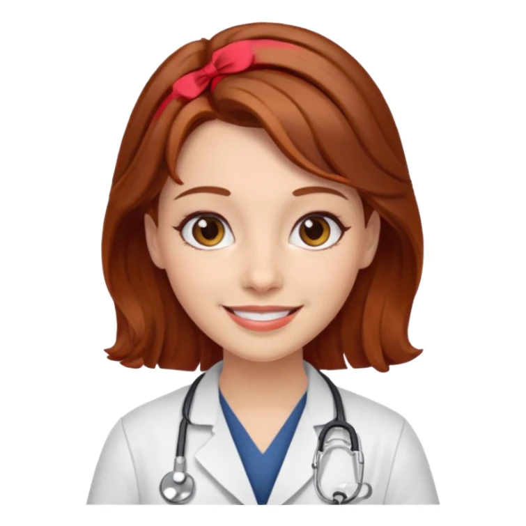 doctor with brown hair and red hairclips  sticker