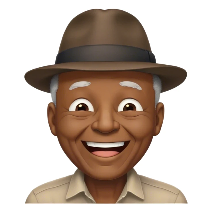 very old black man laughing wearing fedora. No hair. Eyes shut. sticker