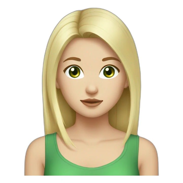 Girl blonde hair green eyes Mongolian face sticker
