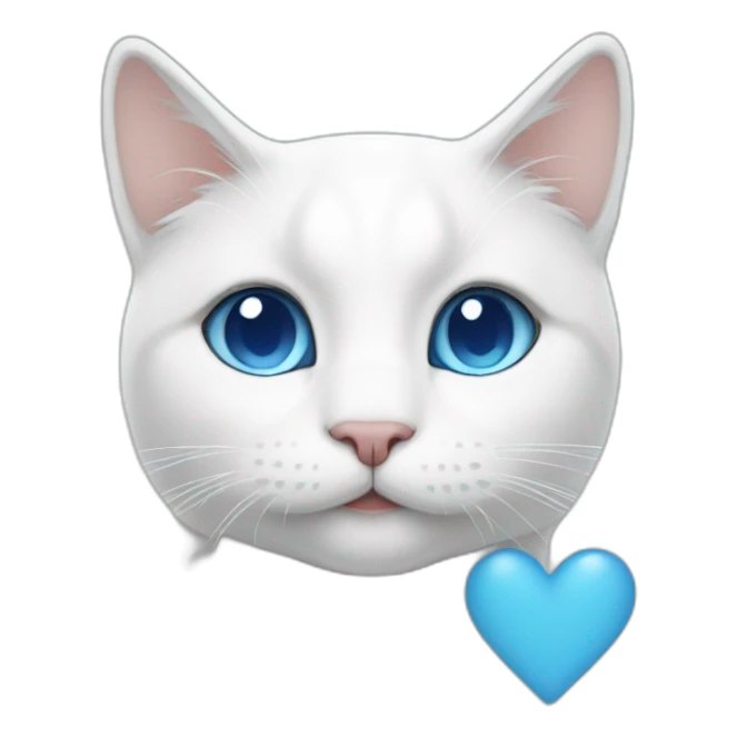 White cat with blue love and white love sticker