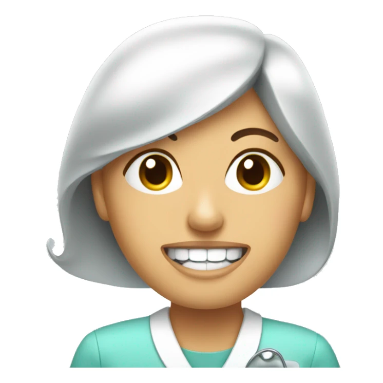 a woman in a dental chair sticker