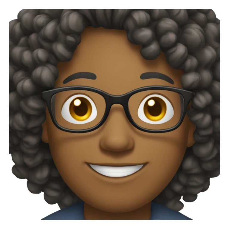 teacher in glasses with long curly black smiling sticker