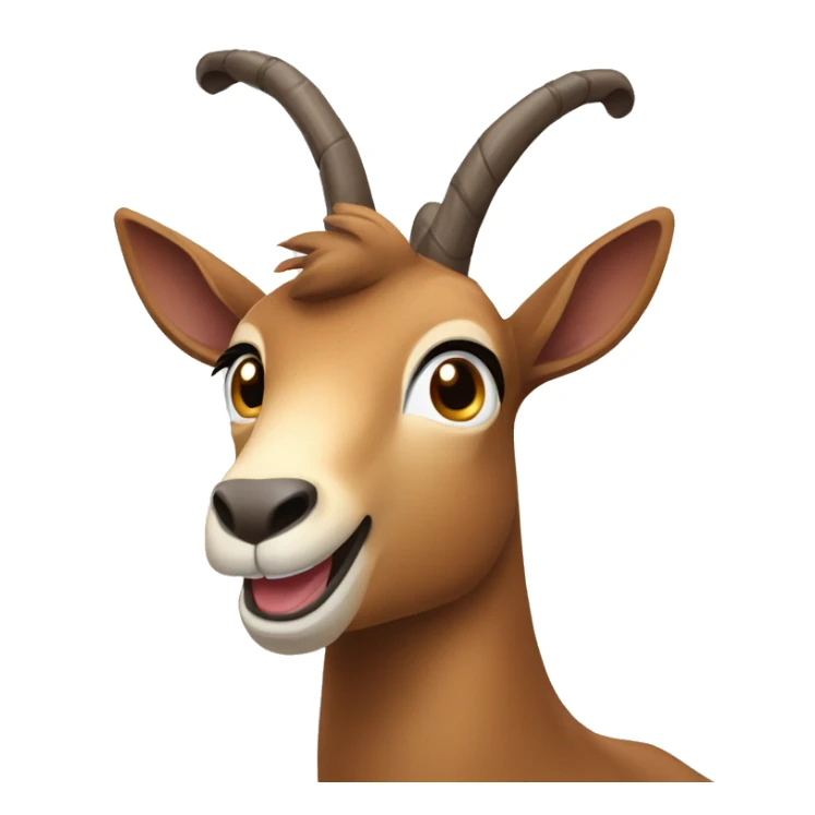 happy smiling brown chamois left hoof pointing up sticker