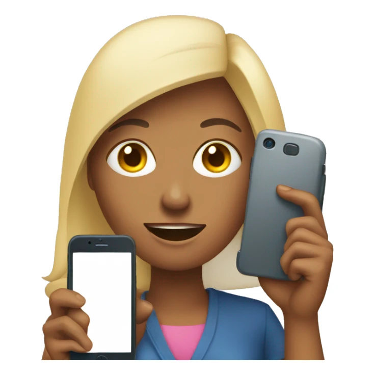 woman showing big phone sticker