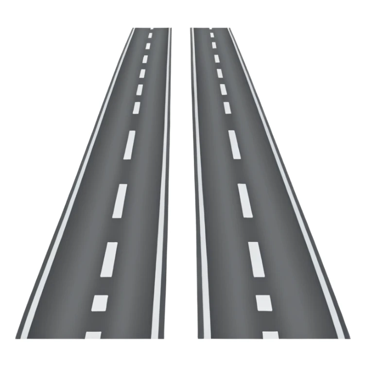 "iOS style road emoji, gray with visible lanes, no background" sticker