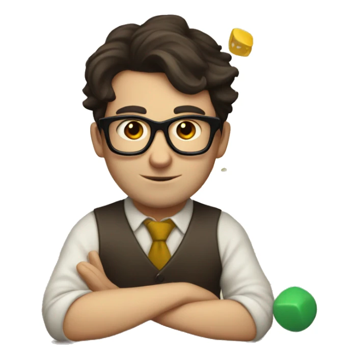 Nerdy white guy with dark hair playing board games sticker