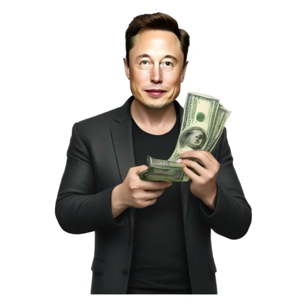 elon musk holding money sticker