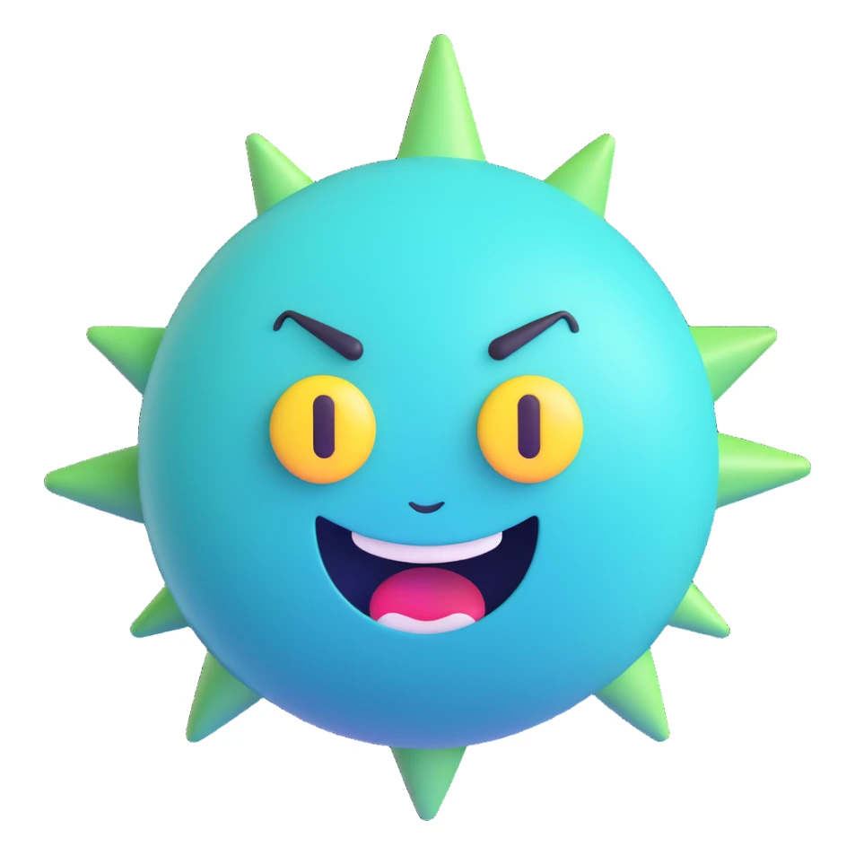 Uranus emoji with a wild, energetic face, blue-green planet, jagged electric effects, thin rings, symbolizing chaos and revolutionary ideas sticker