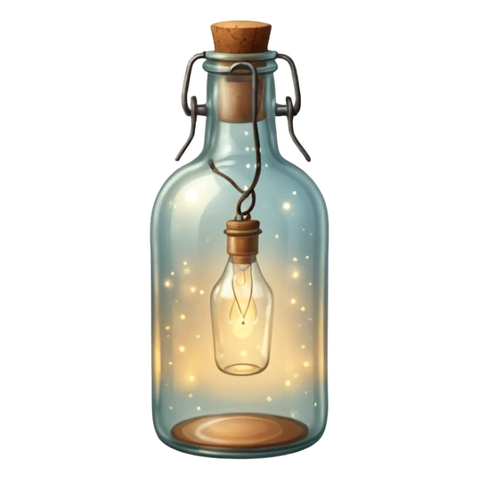 fairy lights in a old antique glass bottle sticker