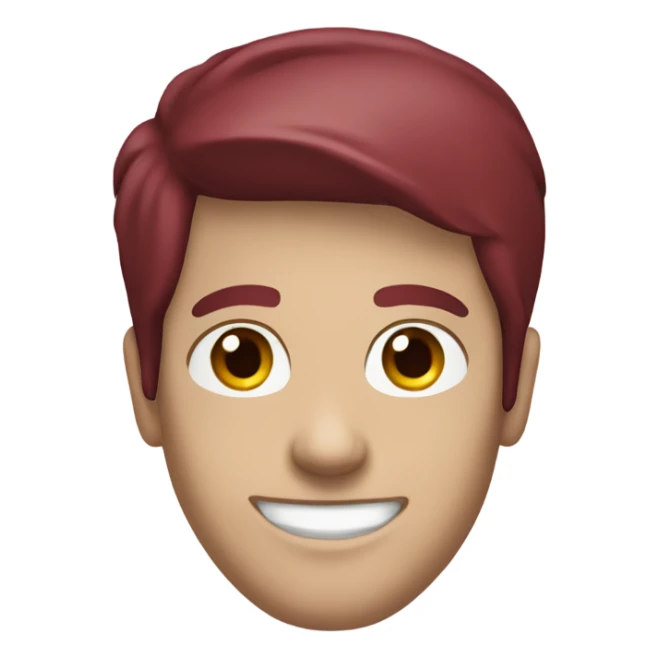 Guy smiling with white hoodie and maroon hair sticker