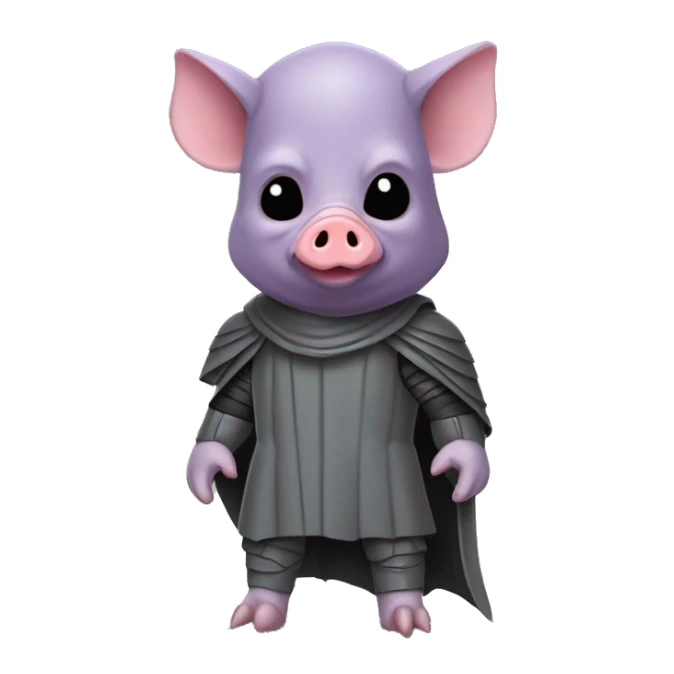 Lavender gray Pig darth Vader mask face pig armadillo walking darth Vader fanned tail feathered tail pig armadillo darth Vader face sticker