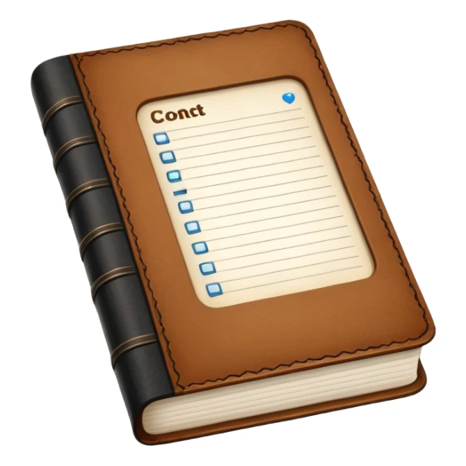 open address book showing contact details sticker