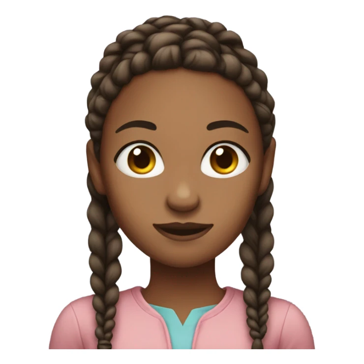 Girl with big forehead lightskin, dark browb braids sticker