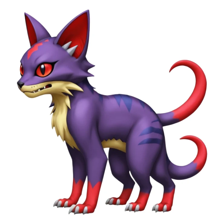 with red markings, scaley scaly batty feline-like quadrupedal digitigrade furry feral Bastet-Noibat-Gatomon-Garchomp-Digimon-Fakémon-Pokémon-creature (full body) sticker